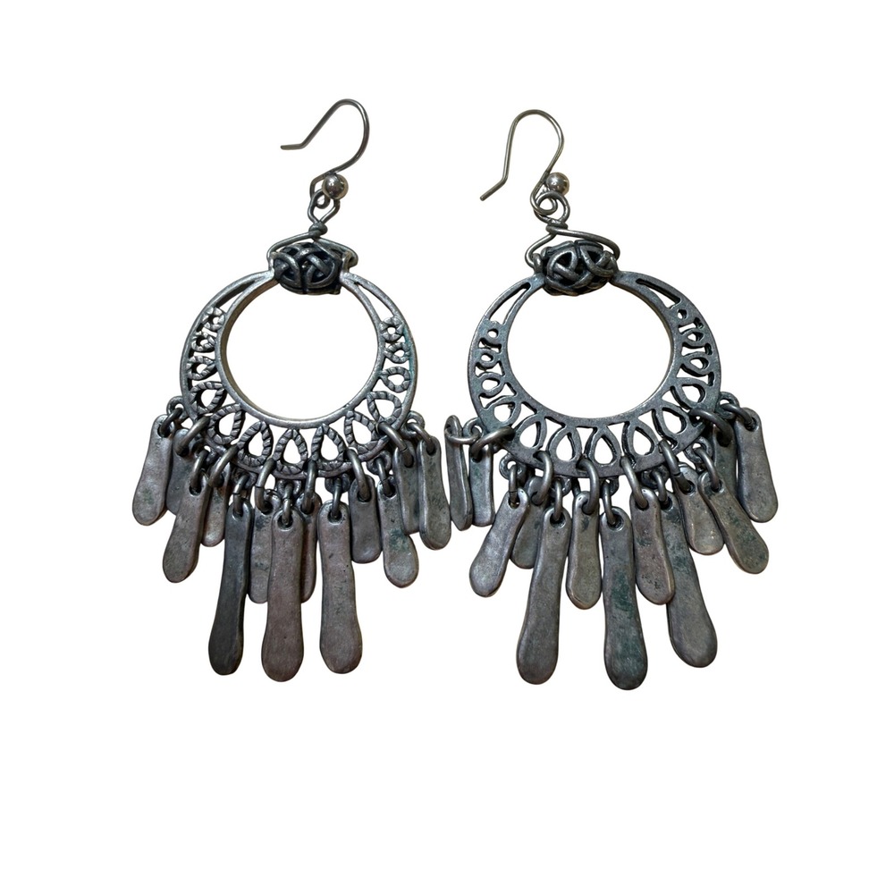 Boho Tribal Ethnic Silver Chandelier Dangle Earrings from Unbrandedโ